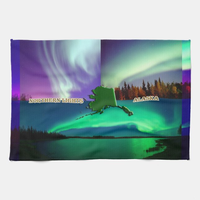 Nordlichter von Alaska Collage Handtuch (Horizontal)