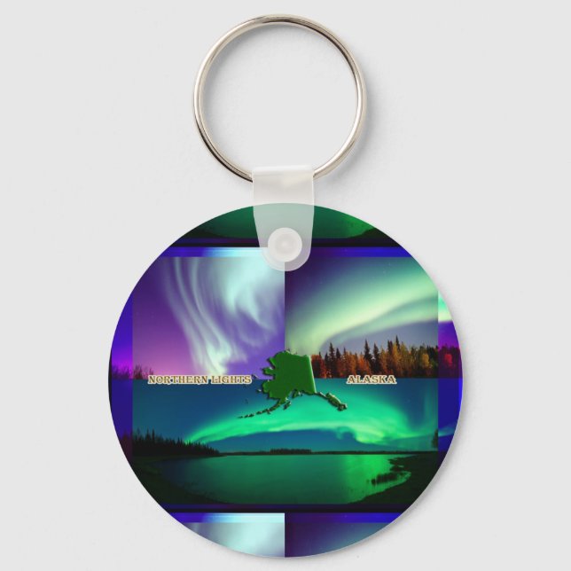 Nordlichter von Alaska Collage Schlüsselanhänger (Vorderseite)