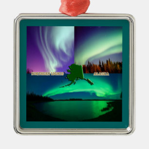 Nordlichter von Alaska Collage Silbernes Ornament