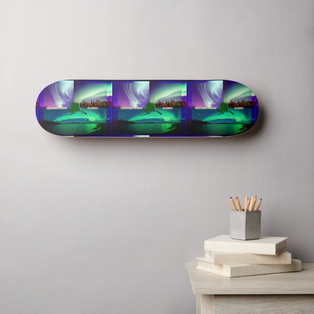 Nordlichter von Alaska Collage Skateboard (Wandkunst (Horz))