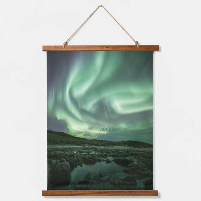 Nordlichter Wandteppich Mit Holzrahmen (Vorderseite)