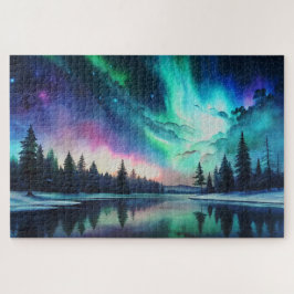 Nordlichter, Wasserfarbe Aurora Borealis