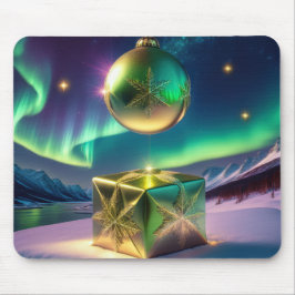 Nordlichter Weihnachtsglocken-Geschenkbox Schnee   Mousepad