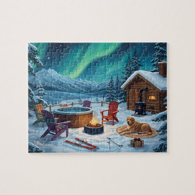 Nordlichter Whirlpool-Hütte Hund (Horizontal)