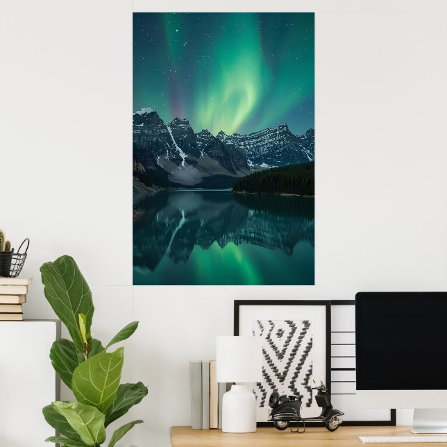 Nordlichtpanorama - Drei-Stufen-Landschaft P Poster (Heimbüro)