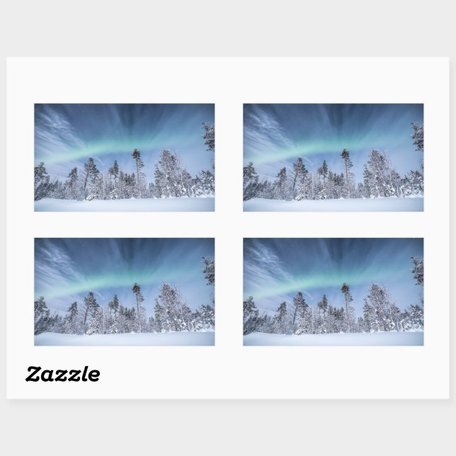Nordlichtwald Rechteckiger Aufkleber (Blatt)