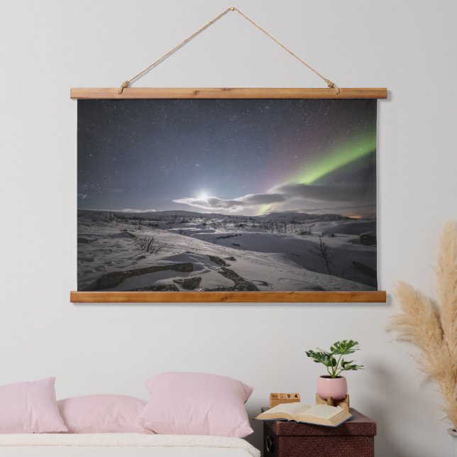 Nordlichtwald Wandteppich Mit Holzrahmen (Schlafzimmer)