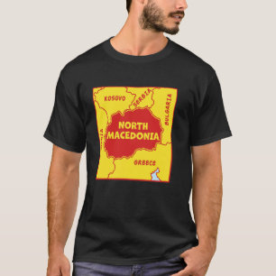 Nordmakedonien Politische Karte in Flaggenfarben T-Shirt