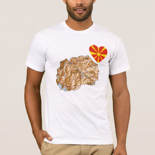 Nordmakedonien T - Shirt Flag Herz und Karte
