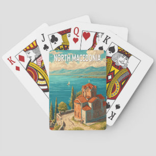 Nordmazedonien Illustration Reise Kunst Vintage Spielkarten