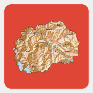 Nordmazedonien-Kartenaufkleber Quadratischer Aufkleber