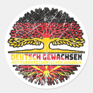 Nordmazedonien Nordmazedonisch Deutsch Deutschland Runder Aufkleber