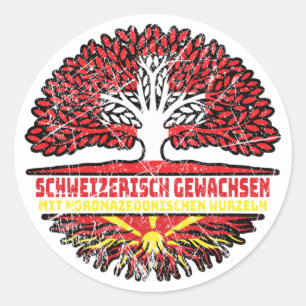 Nordmazedonien Nordmazedonisch Schweizer Schweiz Runder Aufkleber