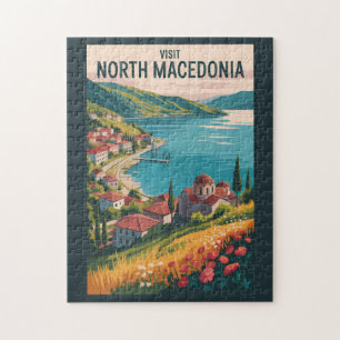 Nordmazedonien Skyline Illustration Reise Kunst