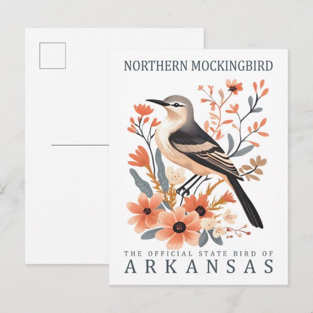Nordmockingbird Bird of Arkansas USA Travel Postkarte (Vorne/Hinten)