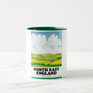 Nordostengland-Reiseposter. Zweifarbige Tasse