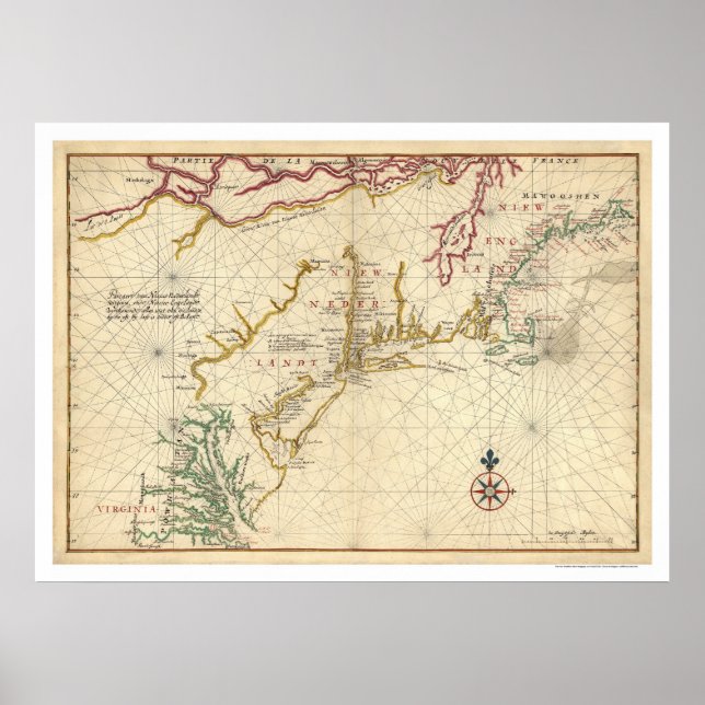 Nordostküste USA Karte 1639 Poster (Vorne)