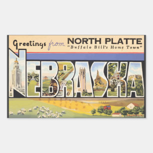 Nordplatte "Büffel-Bills Zuhause-Stadt" Nebraska, Rechteckiger Aufkleber