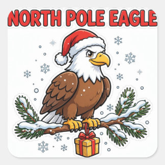 Nordpol-Adler-Aufkleber — Weißkopfseeadler-Santa-M Quadratischer Aufkleber
