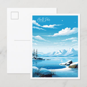 Nordpol Alaska Vintage-Reiseillustration Postkarte