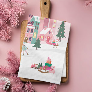 Nordpol-Elfen-Werkstatt Santa Claus Rosa Dorf Geschirrtuch