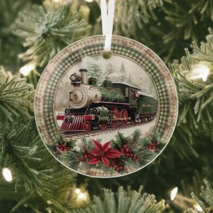 Nordpol-Express im schneebedeckten Wald Ornament Aus Glas