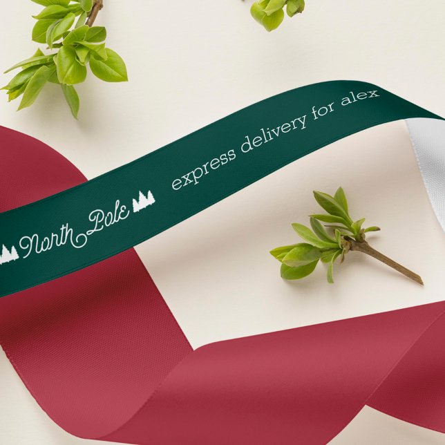 Nordpol Express Lieferung mit Namen | Weihnachten Satinband (Von Creator hochgeladen)