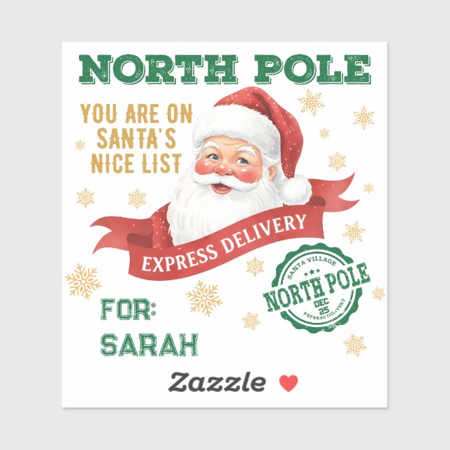 Nordpol-Express-Lieferung Santa Weihnachten Aufkleber (Blatt)