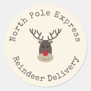 Nordpol-Express-Rentier-Lieferung Weihnachten Runder Aufkleber