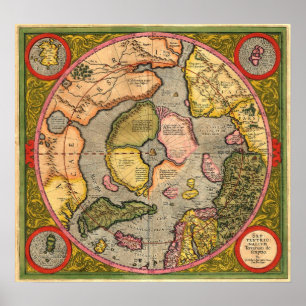 Nordpol-Karte durch Mercator Poster