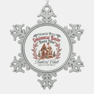 Nordpol Lebkuchen Kaum immer frische Bäcker Schneeflocken Zinn-Ornament
