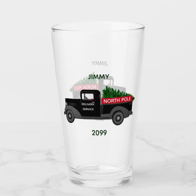 Nordpol Lieferwagen - Frohe Weihnachten Glas (Vorderseite)