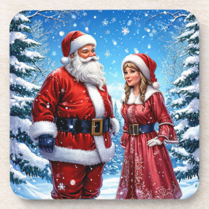 🎄 Nordpol-Paar-Feiergetränk-Akzent-Geschenk Getränkeuntersetzer