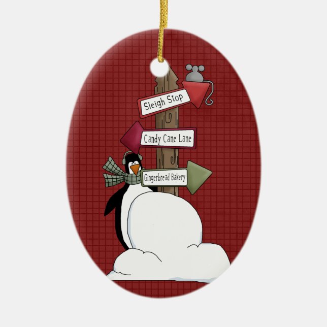 Nordpol Pinguin Keramik Weihnachtsschmuck (Vorne)