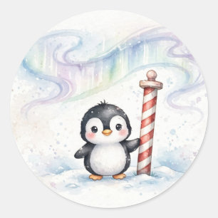 Nordpol Pinguin Weihnachten Runder Aufkleber