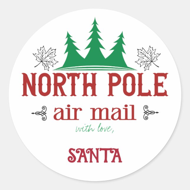 Nordpol-Post mit Liebe Santa Runder Aufkleber (Vorderseite)