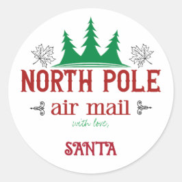 Nordpol-Post mit Liebe Santa Runder Aufkleber