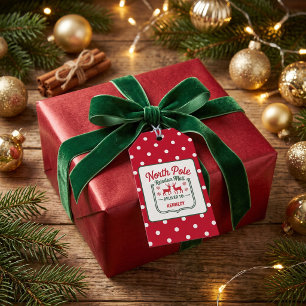 Nordpol-Rentier-Expresslieferung gepunktet Rot Geschenkanhänger