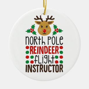 Nordpol-Rentier-Fluglehrer Weihnachten  Keramik Ornament