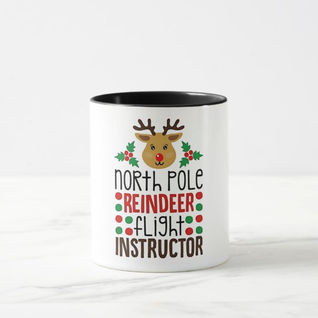 Nordpol-Rentier-Fluglehrer Weihnachten  Tasse (Zentrum)