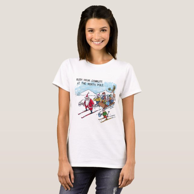 Nordpol Rush Hour Women White T - Shirt (Vorne ganz)