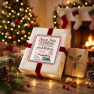 Nordpol Santa Expresslieferung gespielt Quadratischer Aufkleber