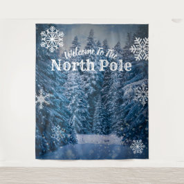 Nordpol Schneebäume | Hintergrund für Party Wandteppich
