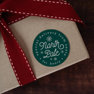 Nordpol Sonderlieferung Personalisiert Weihnachten Runder Aufkleber