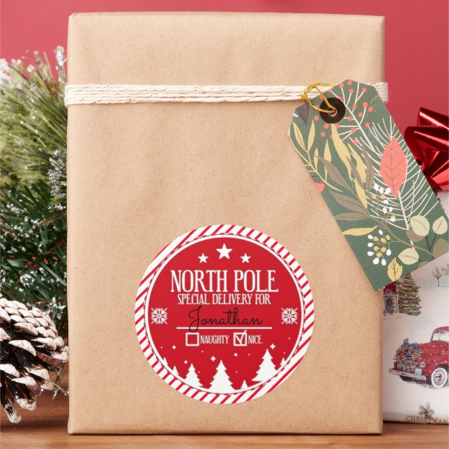 Nordpol Sonderlieferung Weihnachten Große Runder Aufkleber (Feiertag)