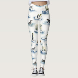 Nordpol Tiere Nahtloses Muster Leggings