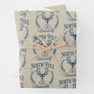 Nordpol-Universität Weihnachten Chinoiserie Rentie Geschenkpapier Set
