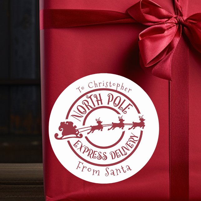 Nordpol von Santa Briefmarke Express Runder Aufkleber (Von Creator hochgeladen)