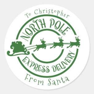 Nordpol Von Santa Poststempel Express  Runder Aufkleber
