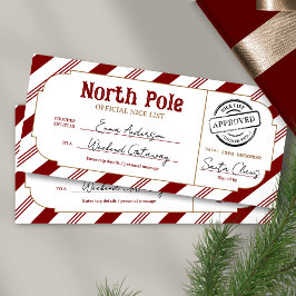 Nordpol-Weihnachtsgeschenkgutschein Nice List Tick